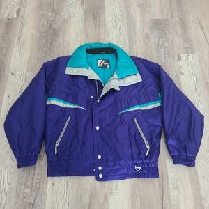 SIZE L | UNISEX | VINTAGE Tyrolia Skiwear Ski Jacket | Purple and Teal